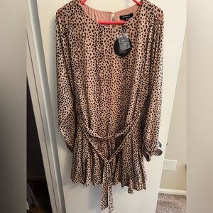 Long sleeve leopard print dress